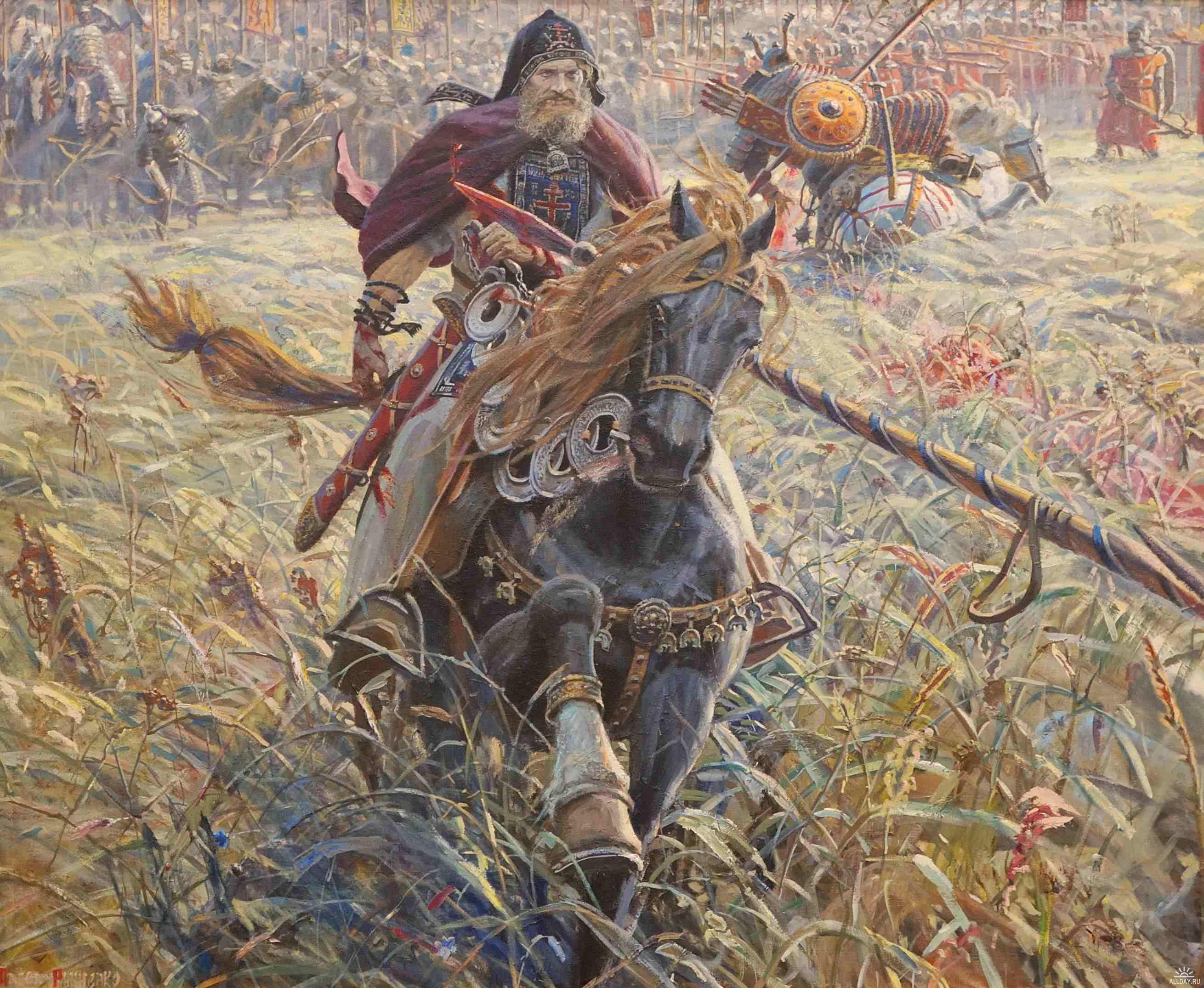Монах куликово поле. Пересвет и Челубей Куликовская битва.