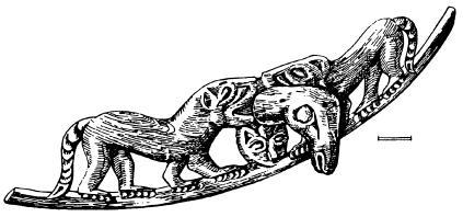 Деревянная часть гривны из мужского погребения