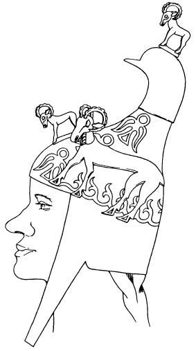 Реконструкция головного убора девушки из кург. 1 могильника Ак-Алаха I.