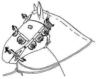 Рис. 54. Реконструкция украшений узды с фигурками грифонов.