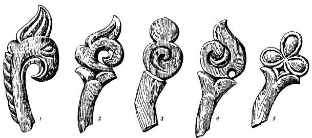 Виды украшений окончаний деревянных псалиев