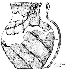 Реконструкция глиняного кувшина из погребения ребенка й. кург. 2 могильника Ак-Алаха I.