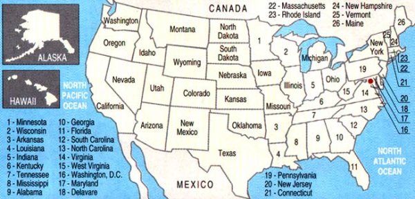 Происхождение названий американских штатов