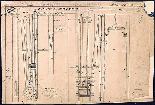 Первый чертеж лифта, 1861 год.jpg