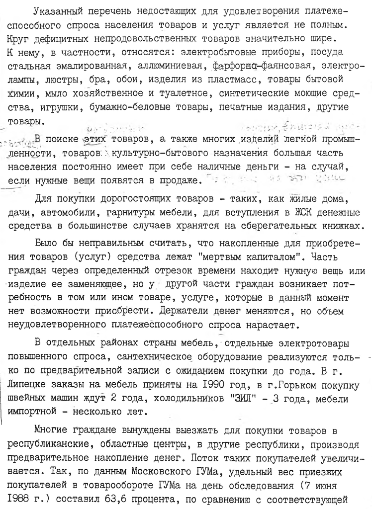 Неудовлетворённый платежёспособный спрос населения СССР по состоянию на 1 января 1988 г.