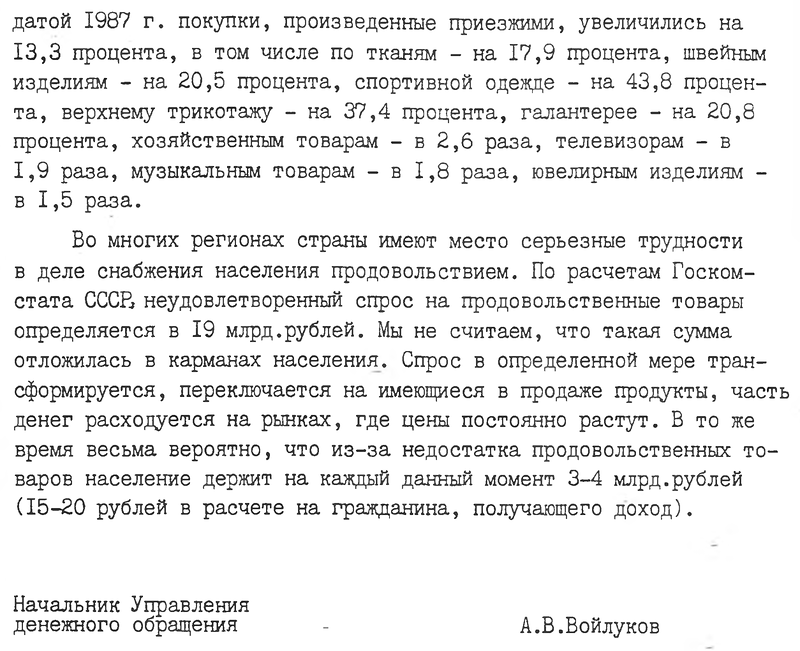 Неудовлетворённый платежёспособный спрос населения ссср по состоянию на 1 января 1988 г.