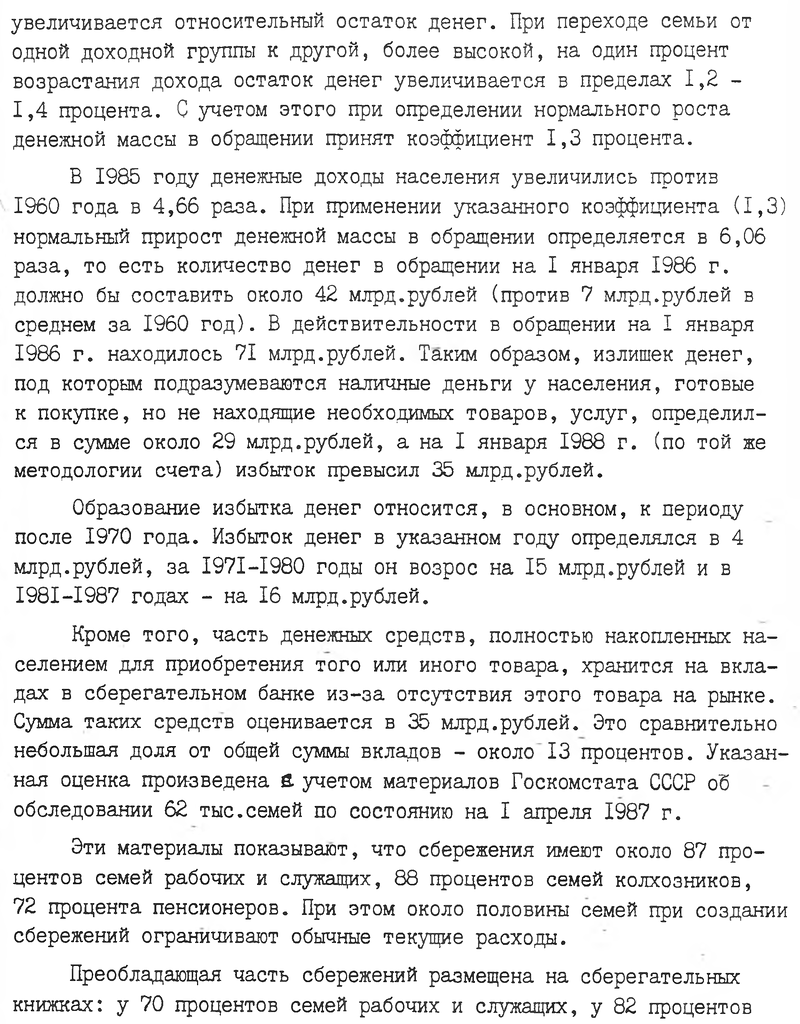 Неудовлетворённый платежёспособный спрос населения ссср по состоянию на 1 января 1988 г.
