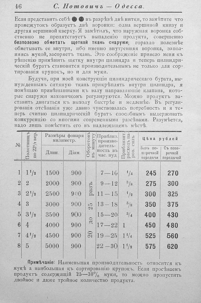 Прейскурант машиностроительного чугунно-литейного завода в Одессе, 1902 г. Часть 1