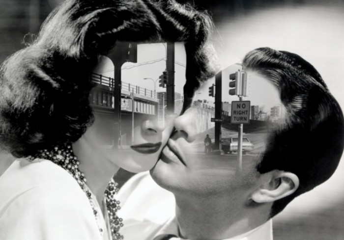 Цифровые коллажи, так похожие на кадры из фильмов 30-40-х годов: гармоничное сочетание природного ландшафта и человека