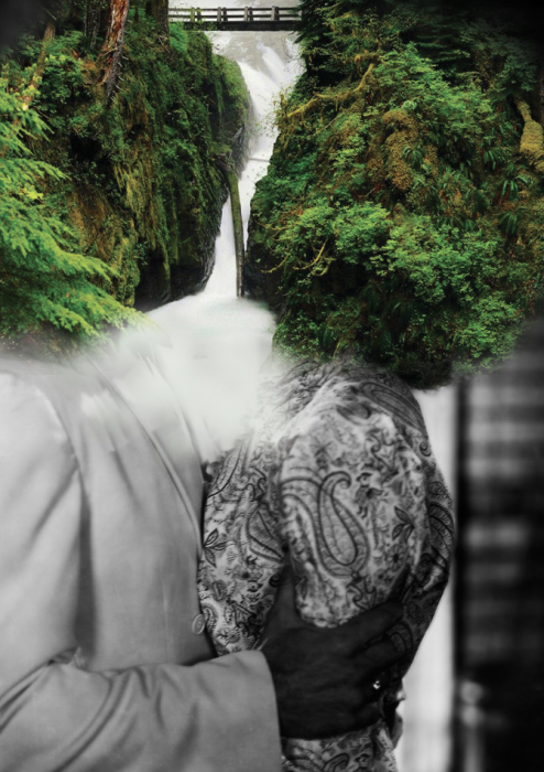 Цифровые коллажи, так похожие на кадры из фильмов 30-40-х годов: гармоничное сочетание природного ландшафта и человека