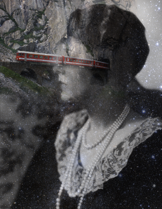 Цифровые коллажи, так похожие на кадры из фильмов 30-40-х годов: гармоничное сочетание природного ландшафта и человека