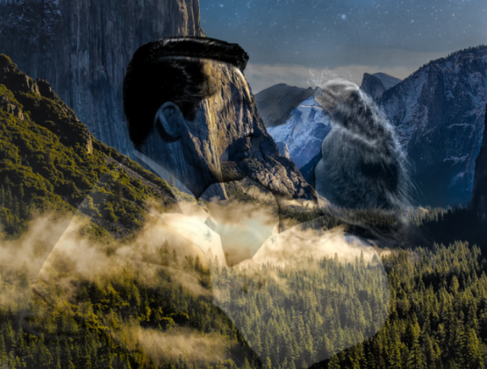 Цифровые коллажи, так похожие на кадры из фильмов 30-40-х годов: гармоничное сочетание природного ландшафта и человека