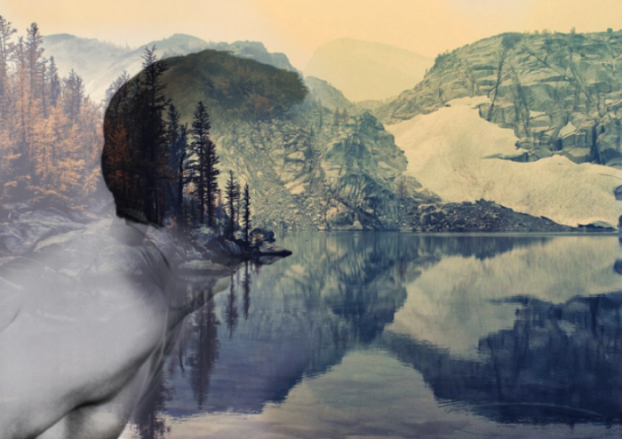 Цифровые коллажи, так похожие на кадры из фильмов 30-40-х годов: гармоничное сочетание природного ландшафта и человека