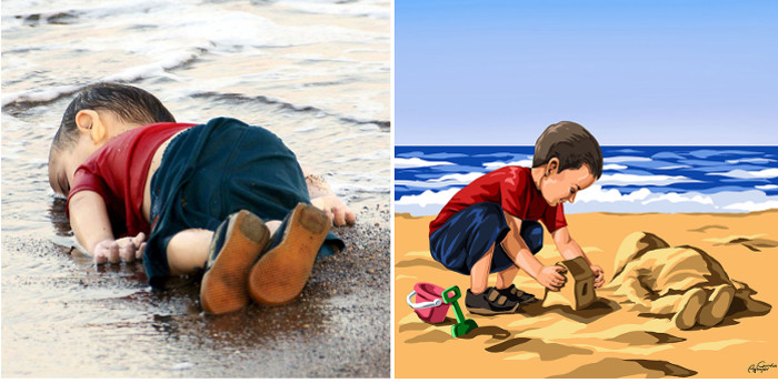 Смерть сирийского мальчика Айлана Курди. Лодка, в которой он плыл с родителями, спасаясь от войны в Сирии, перевернулась. Смерть сирийского мальчика Айлана Курди. Лодка, в которой он плыл с родителями, спасаясь от войны в Сирии, перевернулась.