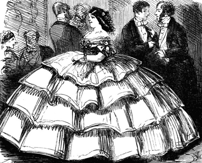 Карикатура на кринолин, 1858 Карикатура на кринолин, 1858