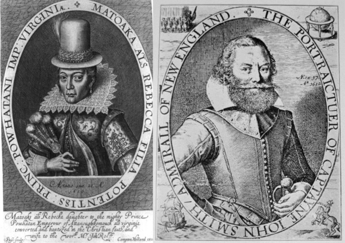 Гравюра Симона де Пасса 1616 г. – единственный известный прижизненный портрет Покахонтас, и портрет Джона Смита Гравюра Симона де Пасса 1616 г. – единственный известный прижизненный портрет Покахонтас, и портрет Джона Смита