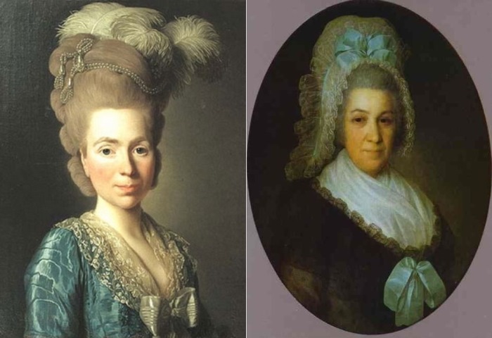 Слева – А. Рослин. Портрет Н. П. Голицыной, урожденной Чернышевой, 1777. Справа – Ф. С. Рокотов. Портрет неизвестной в белом чепце, 1790-е Слева – А. Рослин. Портрет Н. П. Голицыной, урожденной Чернышевой, 1777. Справа – Ф. С. Рокотов. Портрет неизвестной в белом чепце, 1790-е