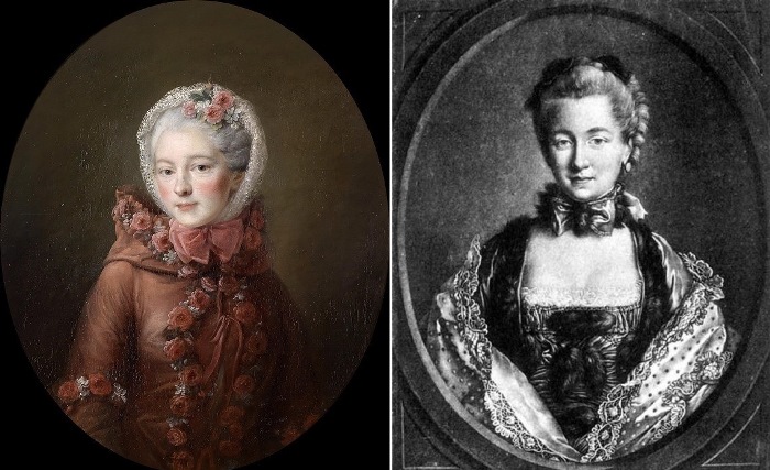 Слева – Франсуа-Юбер Друэ. Наталья Петровна Чернышева. Справа –Гравюра Петера с портрета Друэ Слева – Франсуа-Юбер Друэ. Наталья Петровна Чернышева. Справа –Гравюра Петера с портрета Друэ