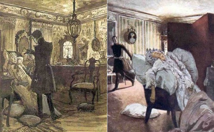 А. Бенуа. Иллюстрации к повести Пушкина *Пиковая дама*, 1910 А. Бенуа. Иллюстрации к повести Пушкина *Пиковая дама*, 1910