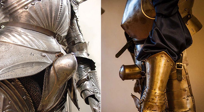 Рыцарские доспехи с металлическим гульфиком. Рыцарские доспехи с металлическим гульфиком.