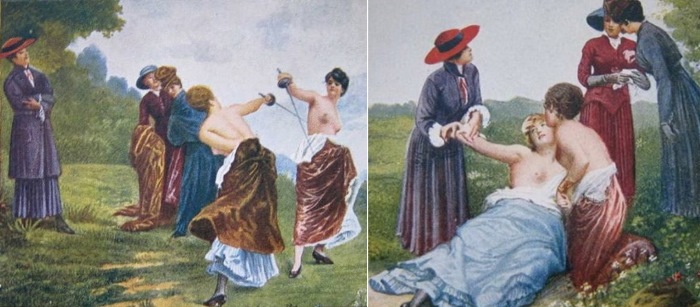 Эмиль Байард. Диптих *Дело чести* и *Примирение*. Почтовые открытки Эмиль Байард. Диптих *Дело чести* и *Примирение*. Почтовые открытки