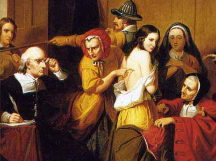 *Испытание ведьмы*. Картина XIX века, художник Thompkins H. Matteson *Испытание ведьмы*. Картина XIX века, художник Thompkins H. Matteson