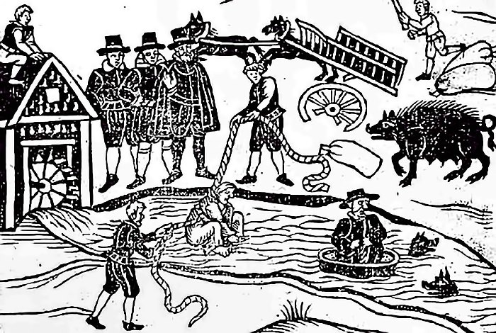 Процедура испытания подозреваемого водой Процедура испытания подозреваемого водой