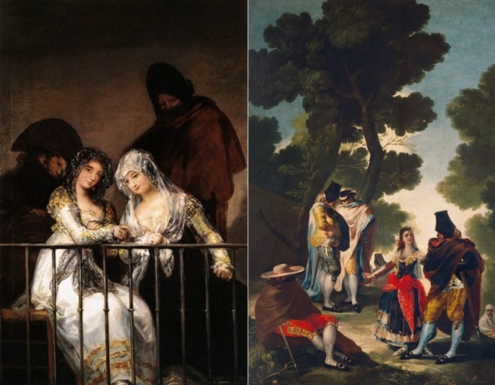 Франсиско Гойя. Слева – Махи на балконе. Справа – Маха со своими поклонниками или прогулка по Андалусии Франсиско Гойя. Слева – Махи на балконе. Справа – Маха со своими поклонниками или прогулка по Андалусии