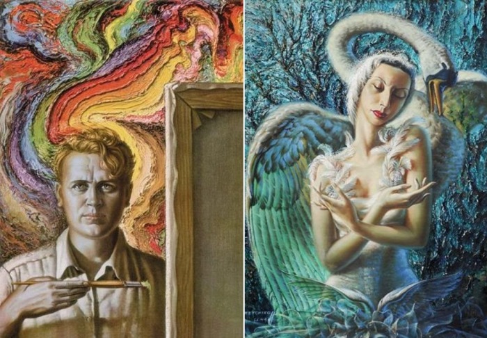 Владимир Третчиков. Слева – Автопортрет. Справа – Умирающий лебедь Владимир Третчиков. Слева – Автопортрет. Справа – Умирающий лебедь