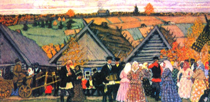 Б. М. Кустодиев. Праздник в деревне. Эскиз к картине, 1907