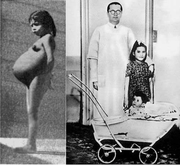 Слева – Лина Медина, апрель 1939, срок беременности – 7,5 месяцев. Справа – доктор Херардо Лосада, Лина Медина и ее 11-месячный сын