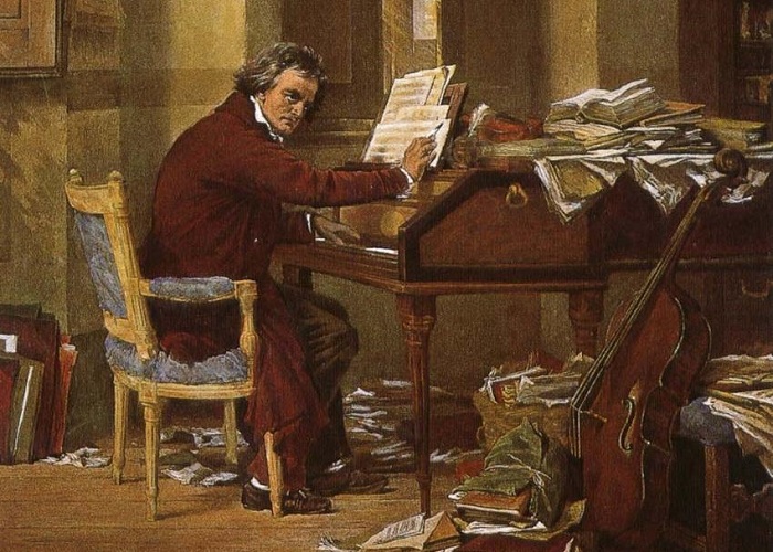 Бетховен за работой. Carl Schloesser, около 1890 г. | Фото: colgrassadventures.com.