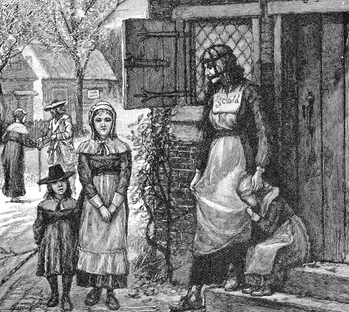 Наказанная женщина в «ругательской уздечке». Литография 1885 г.