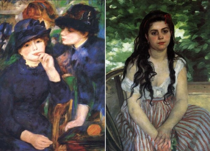 Огюст Ренуар. Слева – *Девушки в черном*, 1880-1882. Справа – *Лето* (*Девушка-цыганка*), 1868