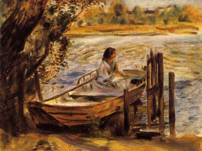 Огюст Ренуар. Молодая женщина в лодке, 1870