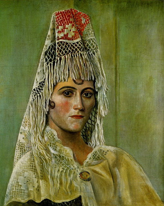 Ольга Хохлова в мантилье, 1917. Художник: Пабло Пикассо Ольга Хохлова в мантилье, 1917. Художник: Пабло Пикассо