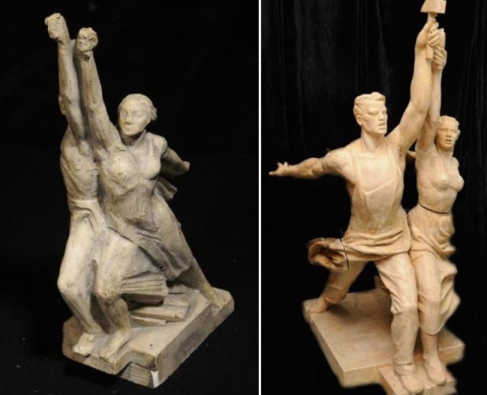 Гипсовая модель Б. Иофана и проект скульптуры В. Мухиной | Фото: zamos.livejournal.com