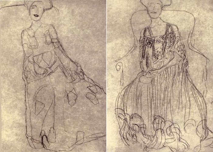 Г. Климт. Эскизы к портрету Адели Блох-Бауэр | Фото: obiskusstve.com Г. Климт. Эскизы к портрету Адели Блох-Бауэр | Фото: obiskusstve.com