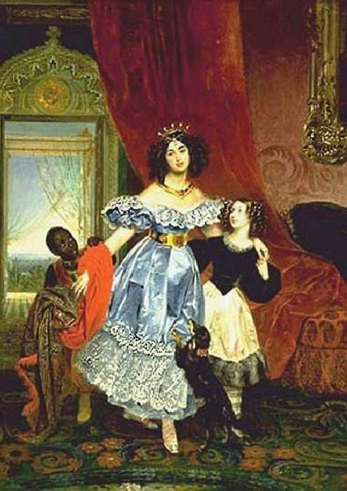 К. Брюллов. Портрет Ю. Самойловой с воспитанницей Джованиной Пачини и арапчонком, 1834 | Фото: narod.ru К. Брюллов. Портрет Ю. Самойловой с воспитанницей Джованиной Пачини и арапчонком, 1834 | Фото: narod.ru