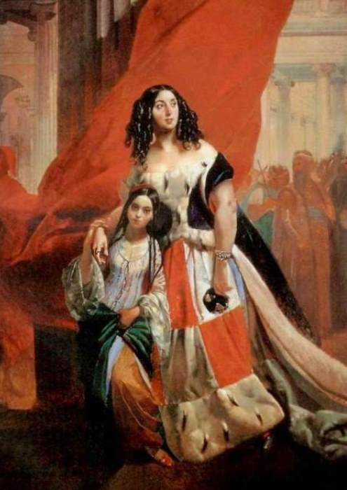 К. Брюллов. Портрет графини Ю. П. Самойловой, удаляющейся с бала с воспитанницей Амацилией Пачини, 1839-1840 | Фото: gallerix.ru К. Брюллов. Портрет графини Ю. П. Самойловой, удаляющейся с бала с воспитанницей Амацилией Пачини, 1839-1840 | Фото: gallerix.ru