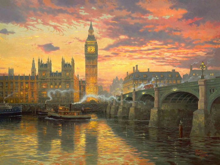 Красноречивый Лондон. Автор: Thomas Kinkade. Красноречивый Лондон. Автор: Thomas Kinkade.