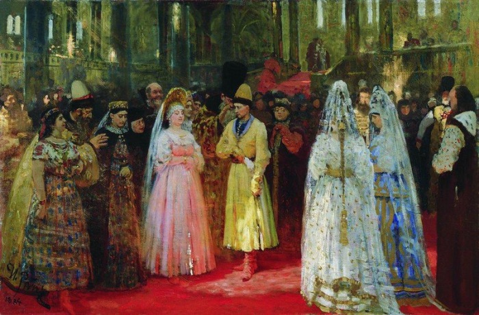 Выбор царской (великокняжеской) невесты. Репин И.Е., 1884-1887. Выбор царской (великокняжеской) невесты. Репин И.Е., 1884-1887.