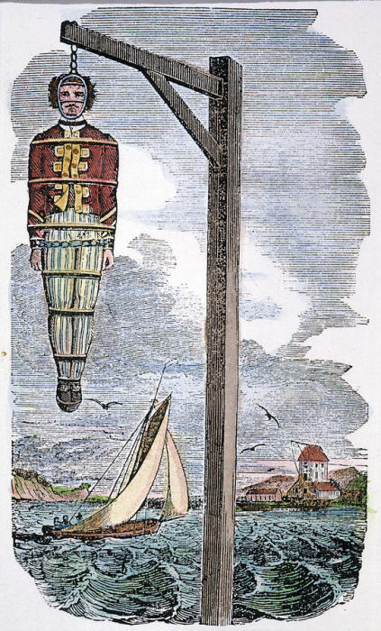 Капитан пиратов Уильям Кидд висит в виселице, начало XVIII в. | Фото: terreceltiche.altervista.org. Капитан пиратов Уильям Кидд висит в виселице, начало XVIII в. | Фото: terreceltiche.altervista.org.