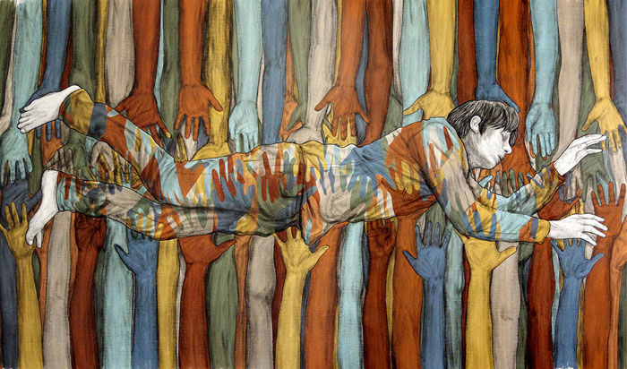 Одно из цветных граффити Levalet. Одно из цветных граффити Levalet.