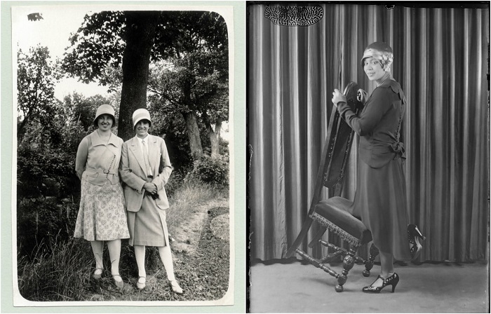 Модницы в новых шляпах - клош или шляпке, которая имела форму колокольчика. Модницы в новых шляпах - клош или шляпке, которая имела форму колокольчика.