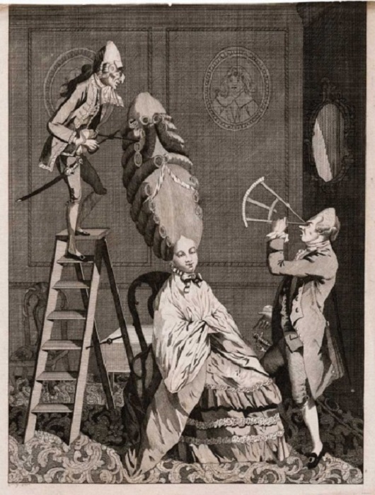 Карикатура на напудренную дамскую прическу. | Фото: skarga-makeup.com. Карикатура на напудренную дамскую прическу. | Фото: skarga-makeup.com.