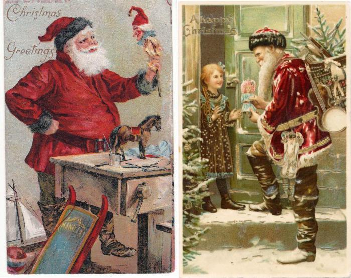 Санта Клаус на викторианских рождественских открытках. Санта Клаус на викторианских рождественских открытках.
