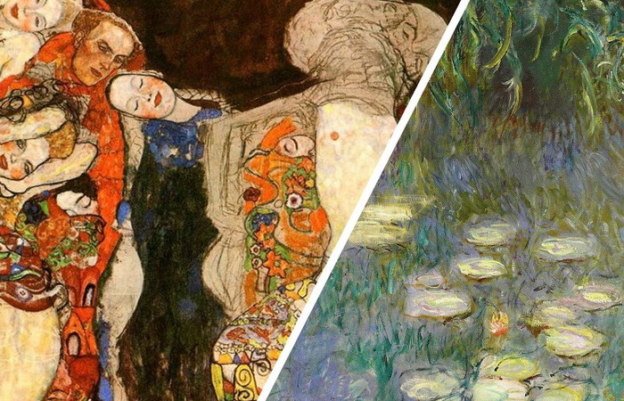 Слева: Г. Климт «Невеста», справа: К. Моне «Кувшинки». Слева: Г. Климт «Невеста», справа: К. Моне «Кувшинки».