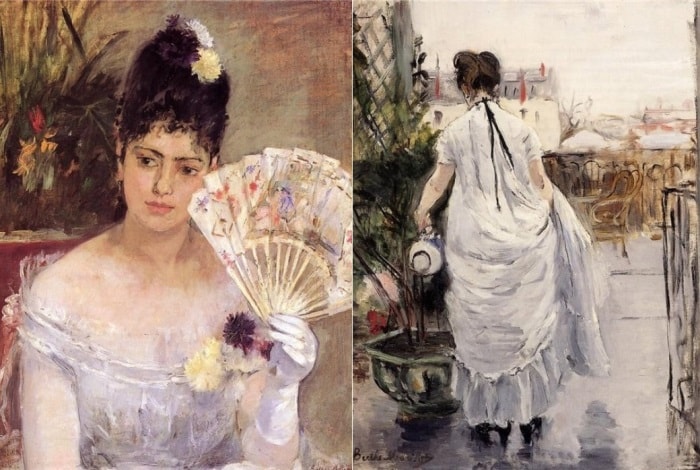 Берта Моризо. Слева – *Во время бала*, 1875. Справа – *Женщина, поливающая кусты», 1876 | Фото: liveinternet.ru Берта Моризо. Слева – *Во время бала*, 1875. Справа – *Женщина, поливающая кусты», 1876 | Фото: liveinternet.ru