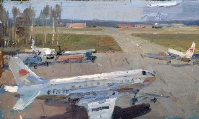 Дудов Юрий Николаевич (Россия, 1918-1976) «Аэродром» конец 1950 г. Дудов Юрий Николаевич (Россия, 1918-1976) «Аэродром» конец 1950 г.